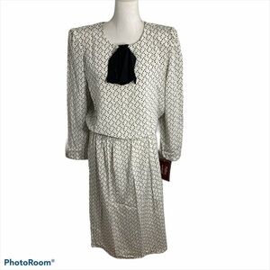 Vintage Secretary Dress NWT Black White Sz 14